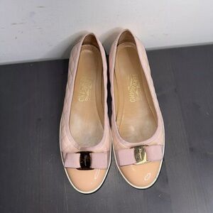 Ferragamo Slip On Sneaker Quilted Dusty Pink Varina Bow 9B